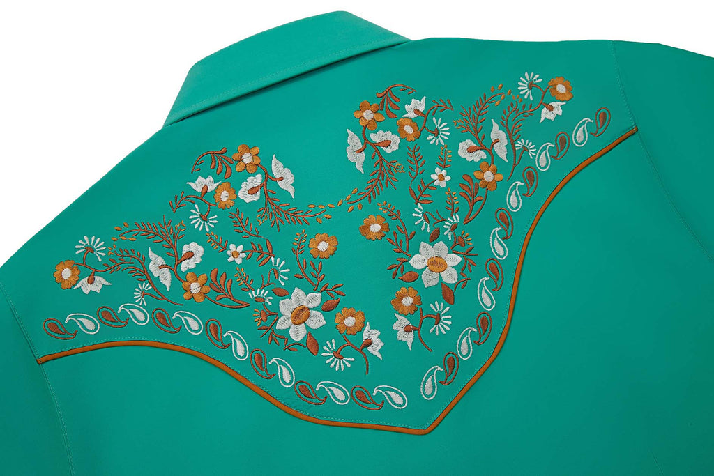 Daisy Bloom Embroidery Cowgirl Shirt | Western Jade