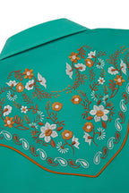 Daisy Bloom Embroidery Cowgirl Shirt | Western Jade