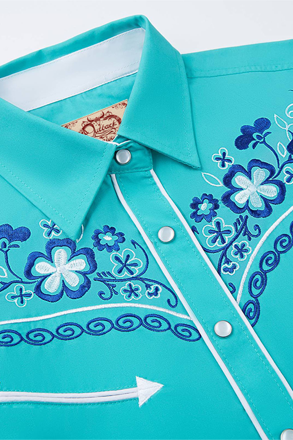 Desert Daisy Embroidery Cowgirl Shirt | Turquoise Sky