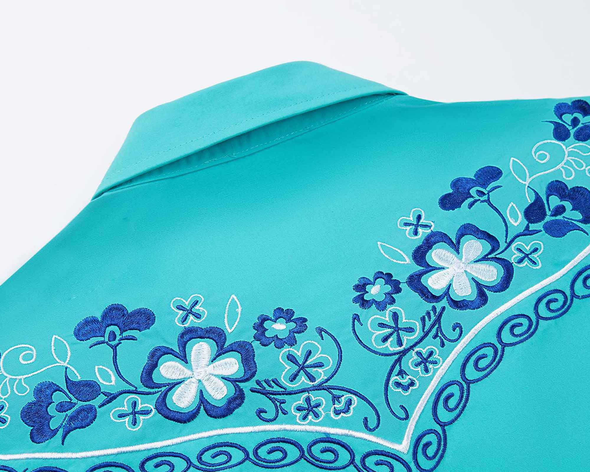 Desert Daisy Embroidery Cowgirl Shirt | Turquoise Sky