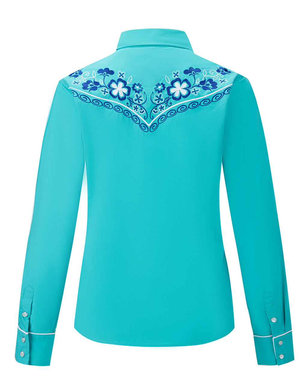 Desert Daisy Embroidery Cowgirl Shirt | Turquoise Sky
