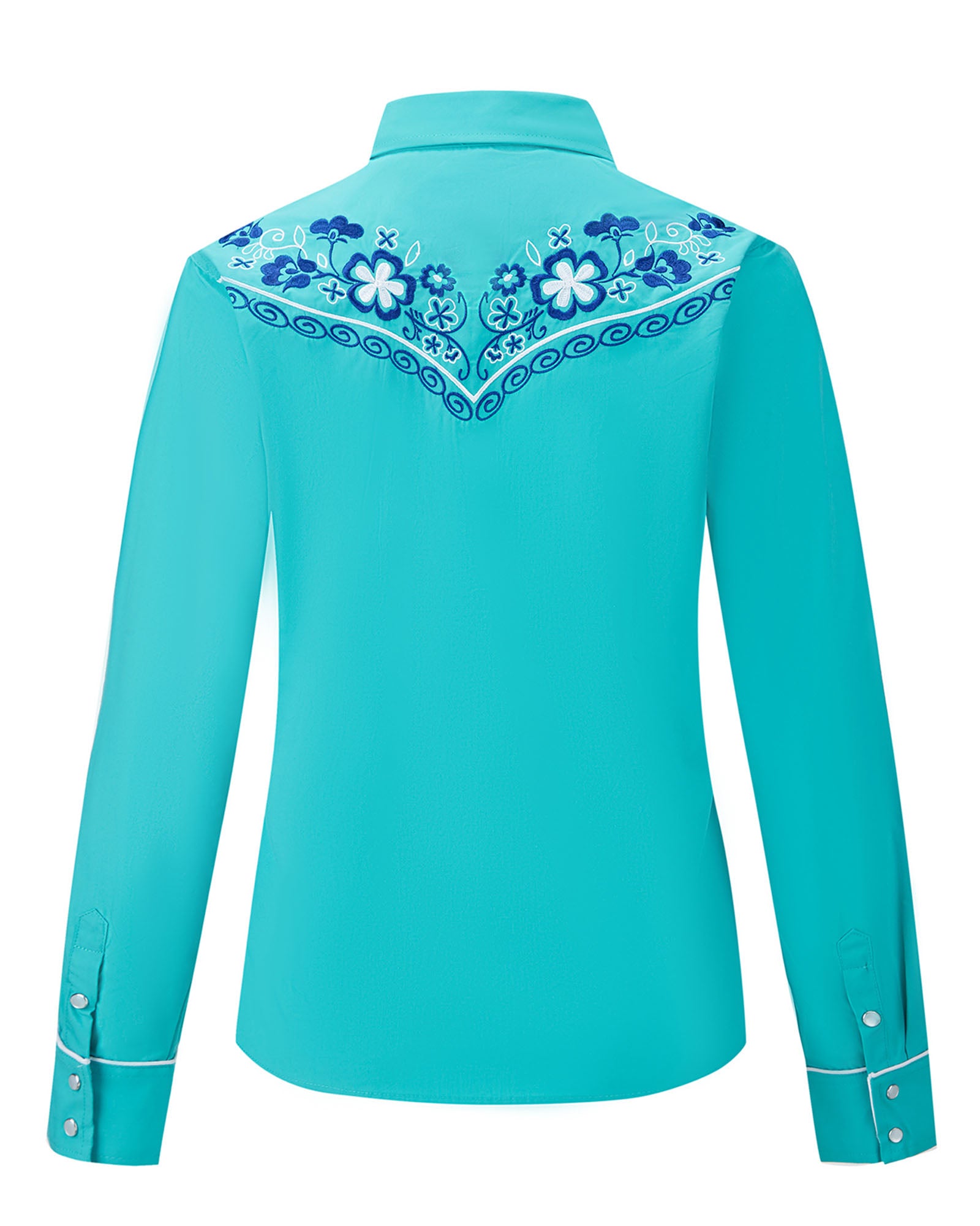 Desert Daisy Embroidery Cowgirl Shirt | Turquoise Sky
