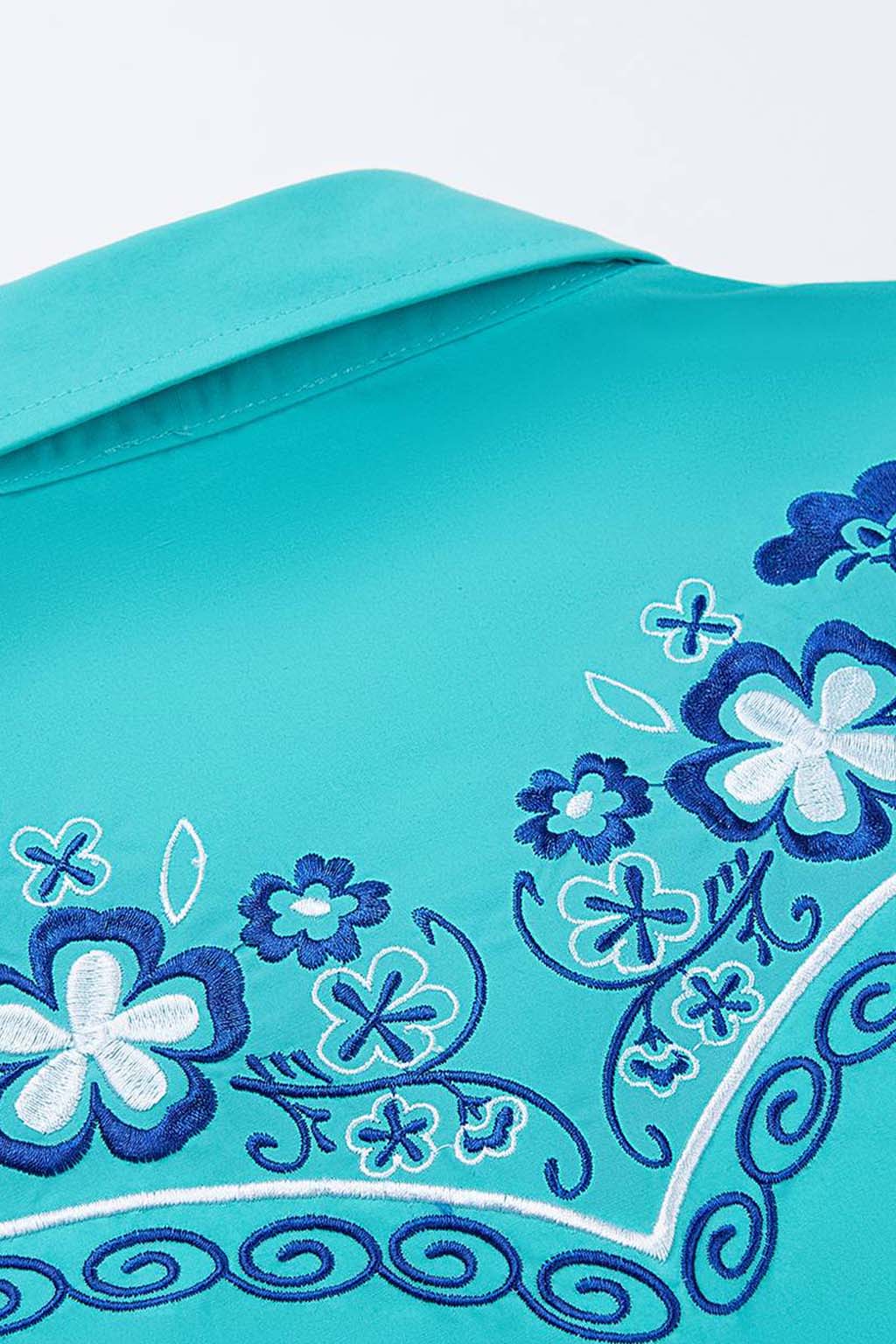 Desert Daisy Embroidery Cowgirl Shirt | Turquoise Sky