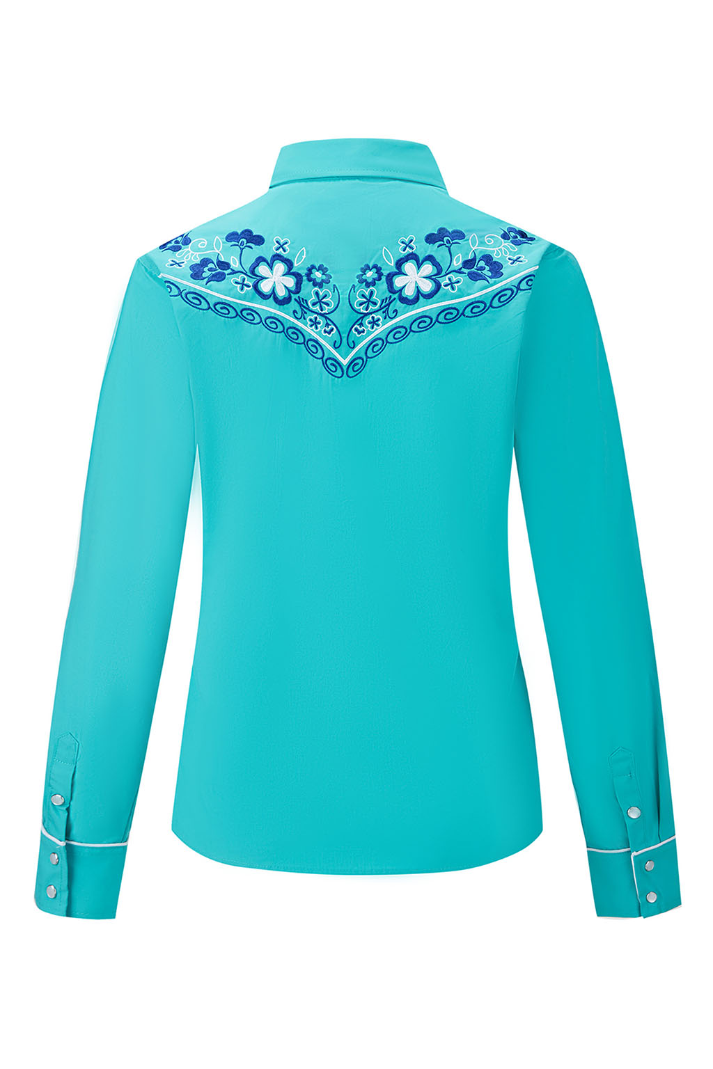 Desert Daisy Embroidery Cowgirl Shirt | Turquoise Sky