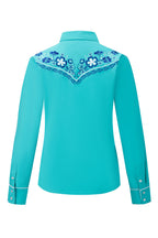 Desert Daisy Embroidery Cowgirl Shirt | Turquoise Sky