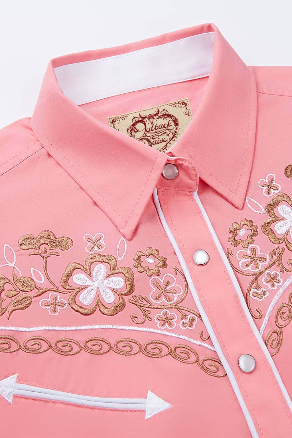 Desert Daisy Embroidery Cowgirl Shirt | Wildflower Pink
