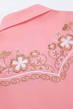 Desert Daisy Embroidery Cowgirl Shirt | Wildflower Pink