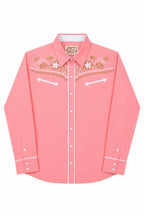 Desert Daisy Embroidery Cowgirl Shirt | Wildflower Pink