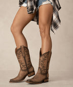 Circle G Leaf Vine Embroidery | Square Toe | Brown