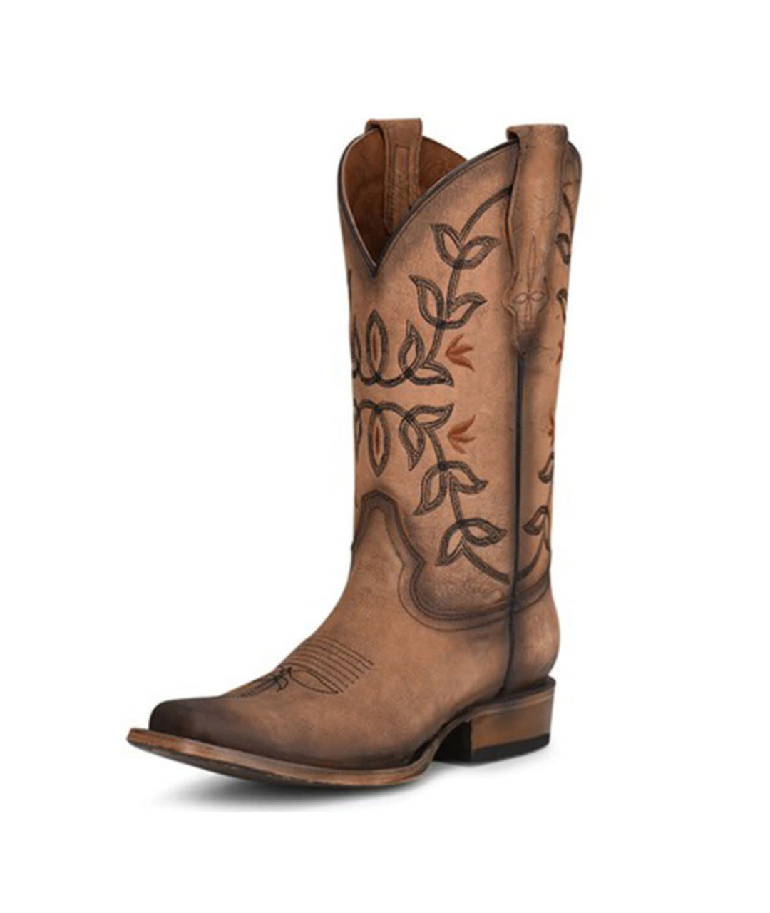 Circle G Leaf Vine Embroidery | Square Toe | Brown