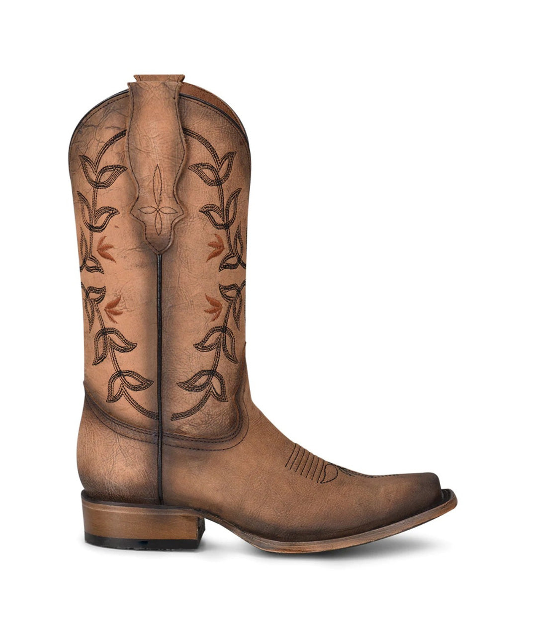 Circle G Leaf Vine Embroidery | Square Toe | Brown