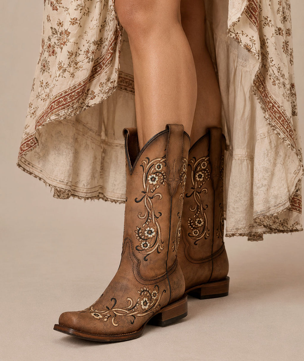 Circle G Desert Bloom Embroidery | Square Toe | Sand