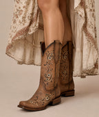 Circle G Desert Bloom Embroidery | Square Toe | Sand