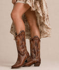 Circle G Lightning Vine Studded  | Snip Toe | Tan
