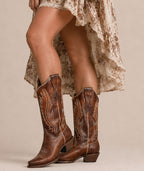 Circle G Lightning Vine Studded  | Snip Toe | Tan