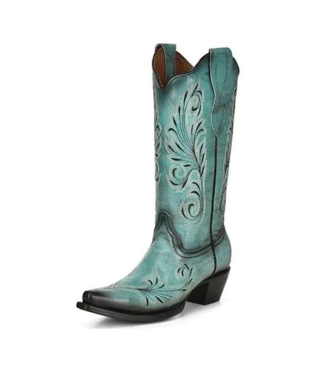 Circle G Flame Scroll Embroidery | Snip Toe | Turquoise