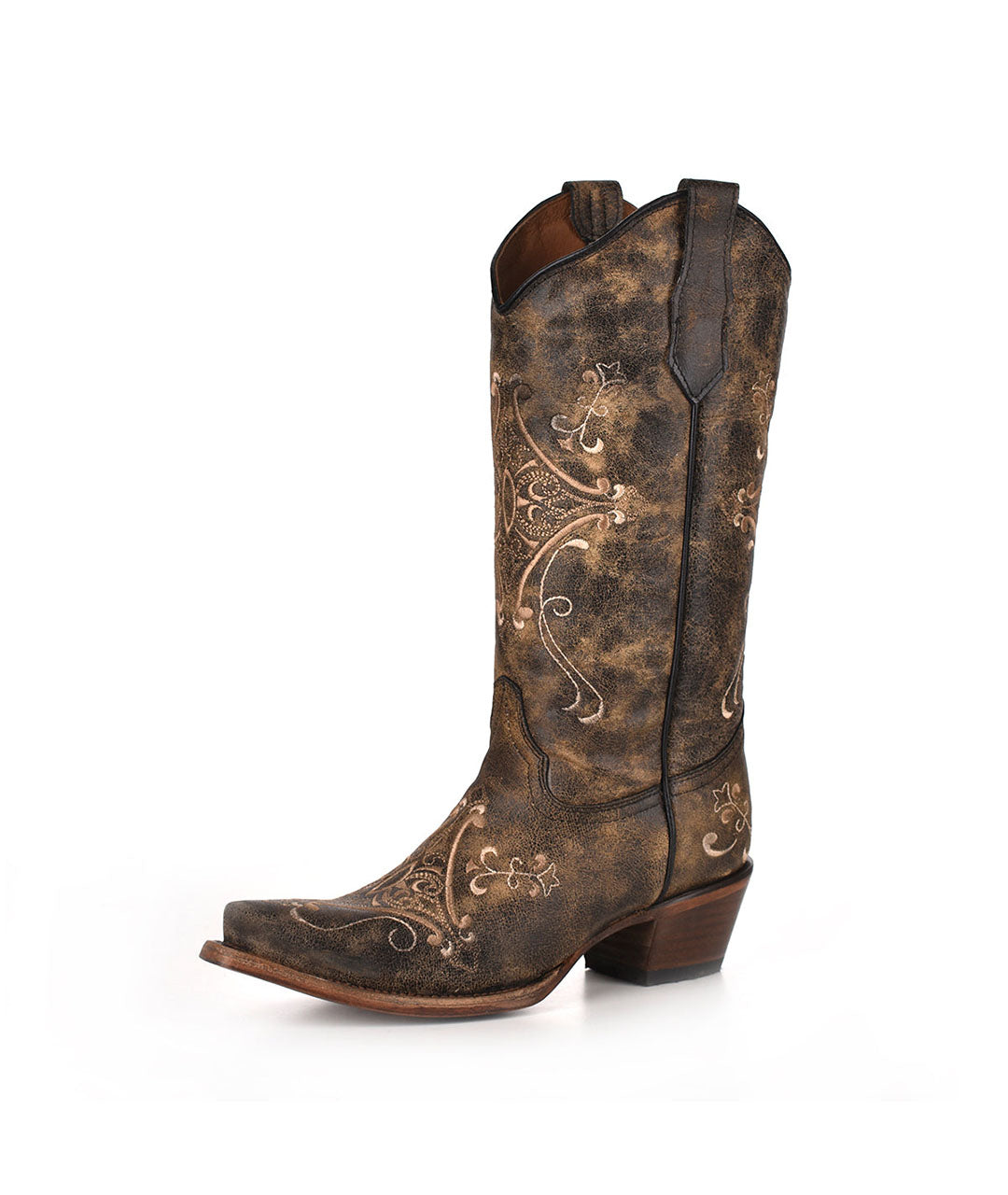 Circle G Western Flourish Embroidery | Snip Toe | Antique Brown