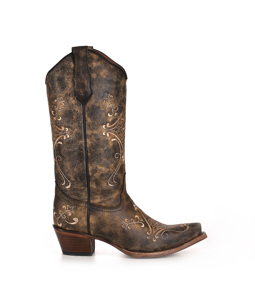 Circle G Western Flourish Embroidery | Snip Toe | Antique Brown