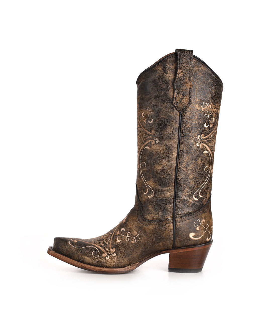 Circle G Western Flourish Embroidery | Snip Toe | Antique Brown