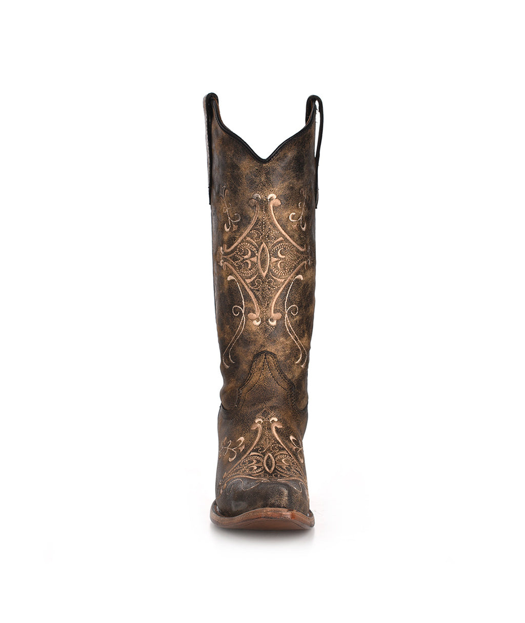 Circle G Western Flourish Embroidery | Snip Toe | Antique Brown