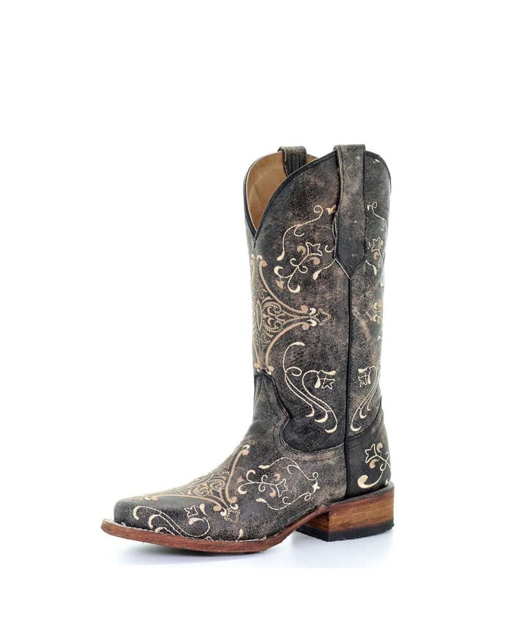 Circle G Western Flourish Embroidery | Square Toe | Antique Brown