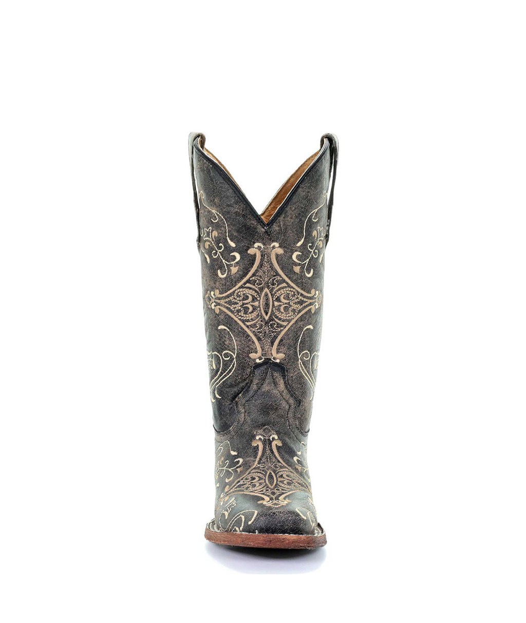 Circle G Western Flourish Embroidery | Square Toe | Antique Brown