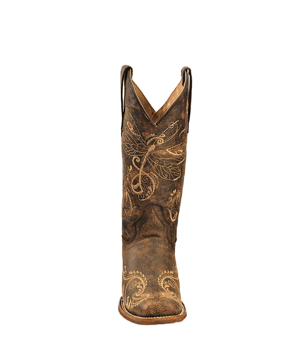 Circle G Bone Dragonfly Embroidery | Square Toe | Distressed Brown
