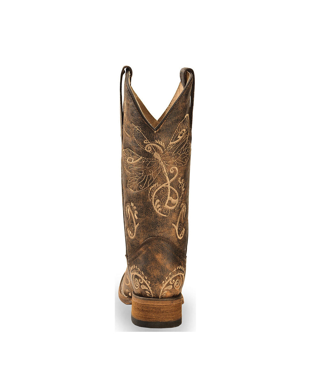 Circle G Bone Dragonfly Embroidery | Square Toe | Distressed Brown