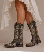 Circle G Prairie Floral Embroidery | Square Toe | Distressed Brown