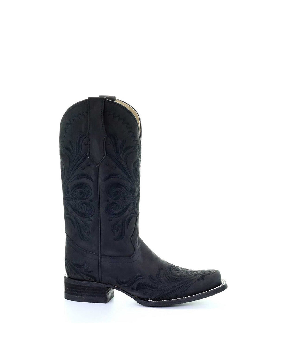 Circle G Western Filigree Embroidery | Square Toe | Black