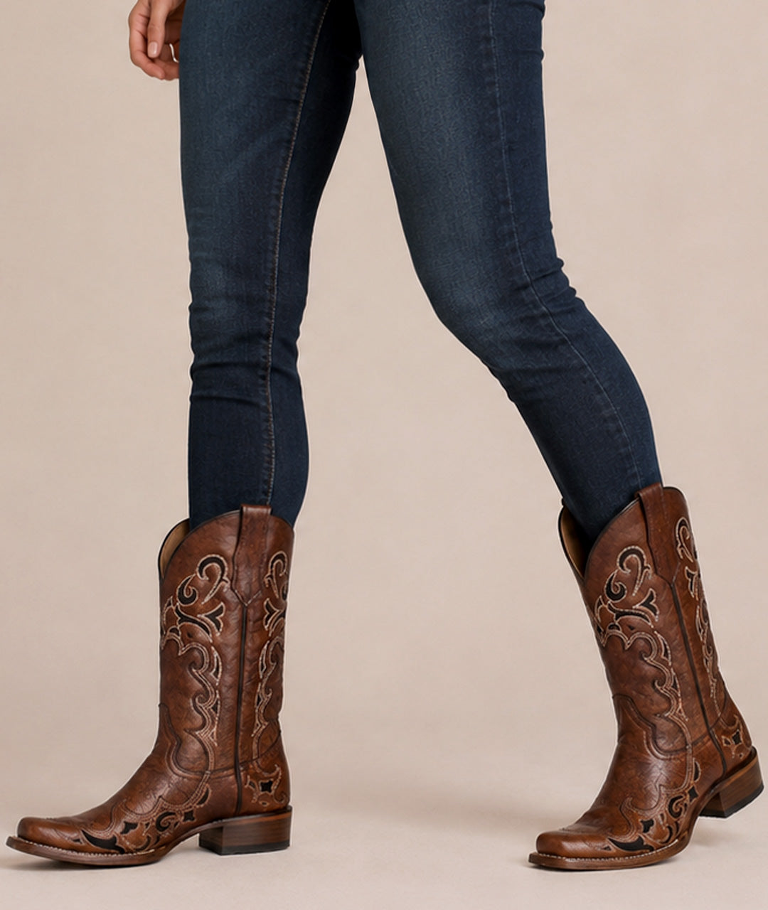 Circle G Rustic Vine Embroidery | Square Toe | Brown/Black