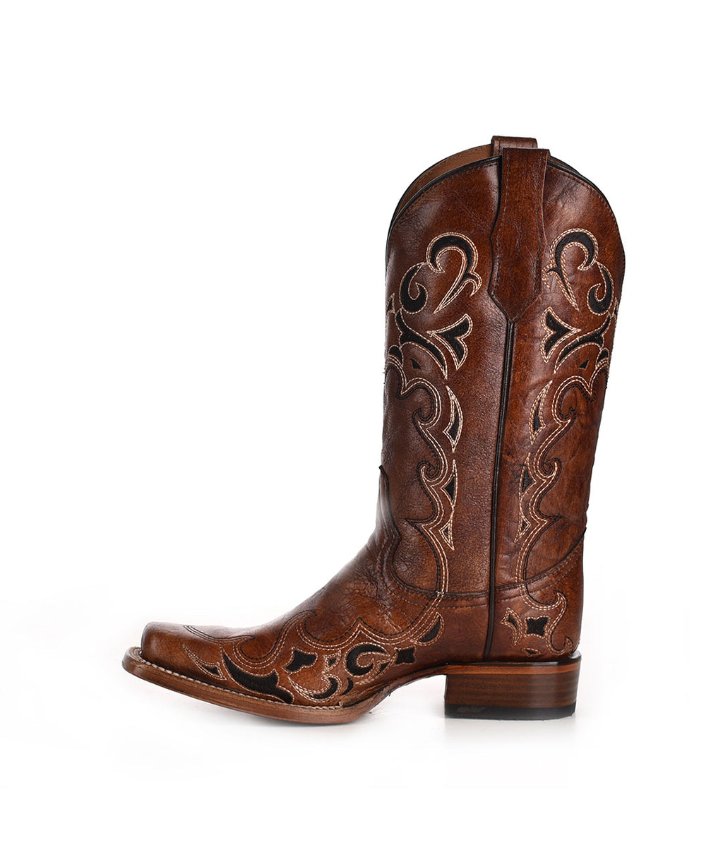 Circle G Rustic Vine Embroidery | Square Toe | Brown/Black