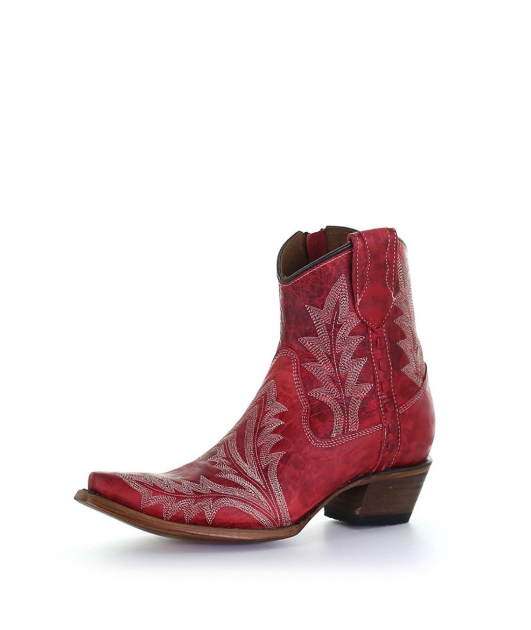 Circle G Desert Scroll Embroidery Ankle Boot | Snip Toe | Red