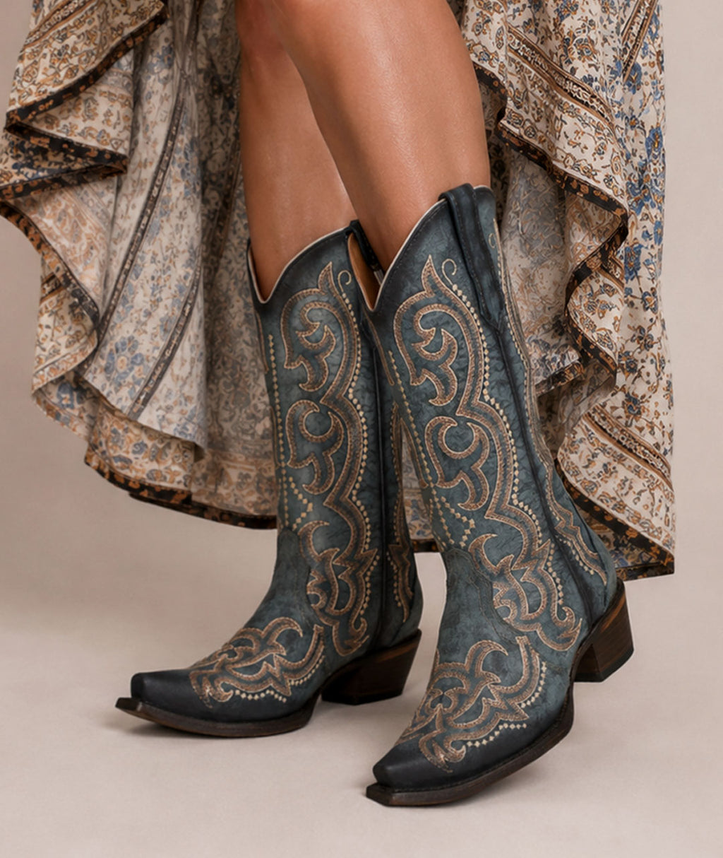 Circle G Indigo Mesa Embroidery | Snip Toe | Blue Jean