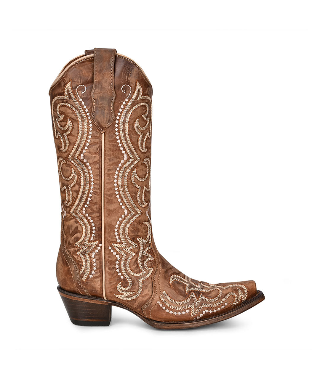 Circle G Desert Mesa Embroidery | Snip Toe | Cognac Brown