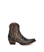 Circle G Desert Scroll Embroidery Ankle Boot  | Snip Toe | Black/Brown