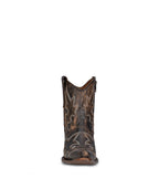 Circle G Desert Scroll Embroidery Ankle Boot  | Snip Toe | Black/Brown