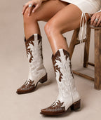 Circle G Desert Flame Overlay Embroidery | Snip Toe | Pearl/Cognac