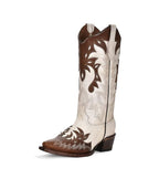 Circle G Desert Flame Overlay Embroidery | Snip Toe | Pearl/Cognac