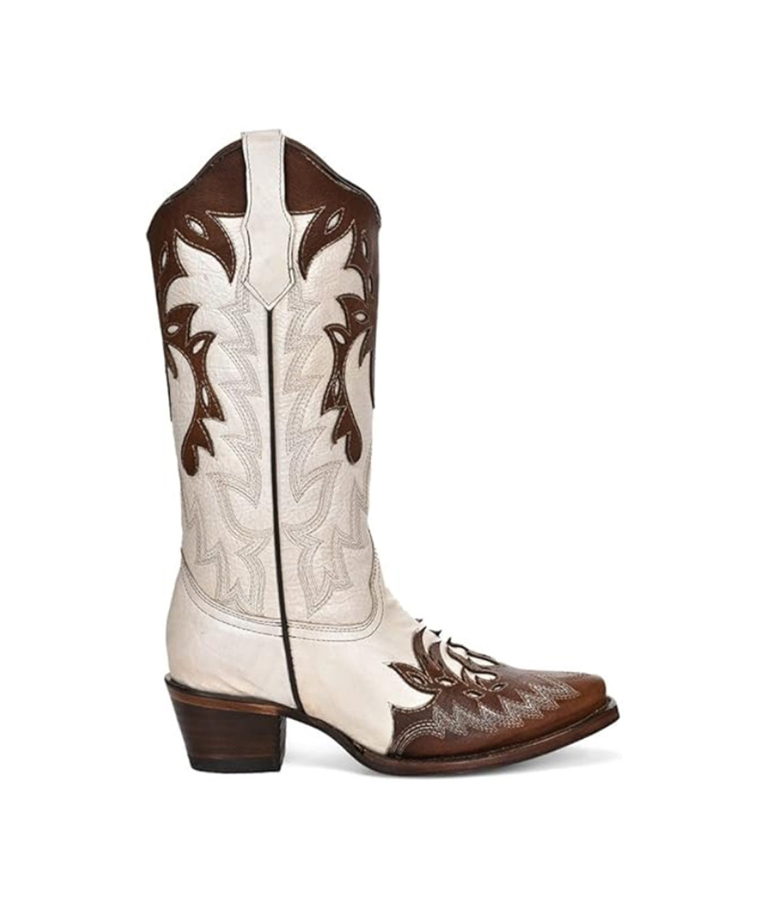 Circle G Desert Flame Overlay Embroidery | Snip Toe | Pearl/Cognac
