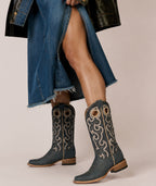 Circle G Ranch Cut-Out Pull Holes | Square Toe | Blue Jean