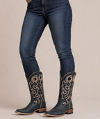 Circle G Ranch Cut-Out Pull Holes | Square Toe | Blue Jean