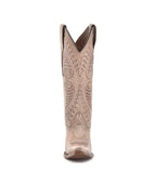 Circle G Feather Scroll Embroidery | Snip Toe | Sand Beige