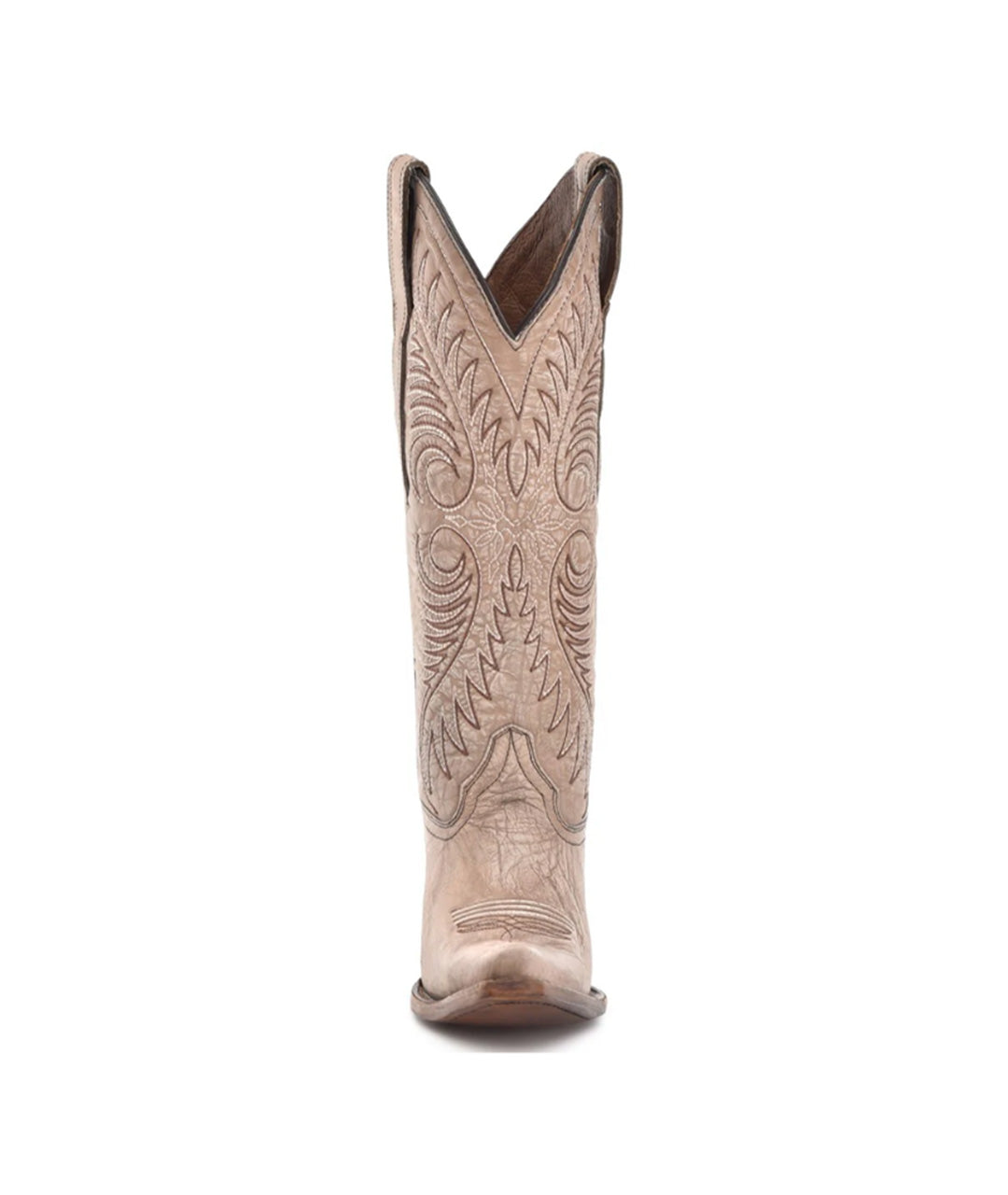 Circle G Feather Scroll Embroidery | Snip Toe | Sand Beige