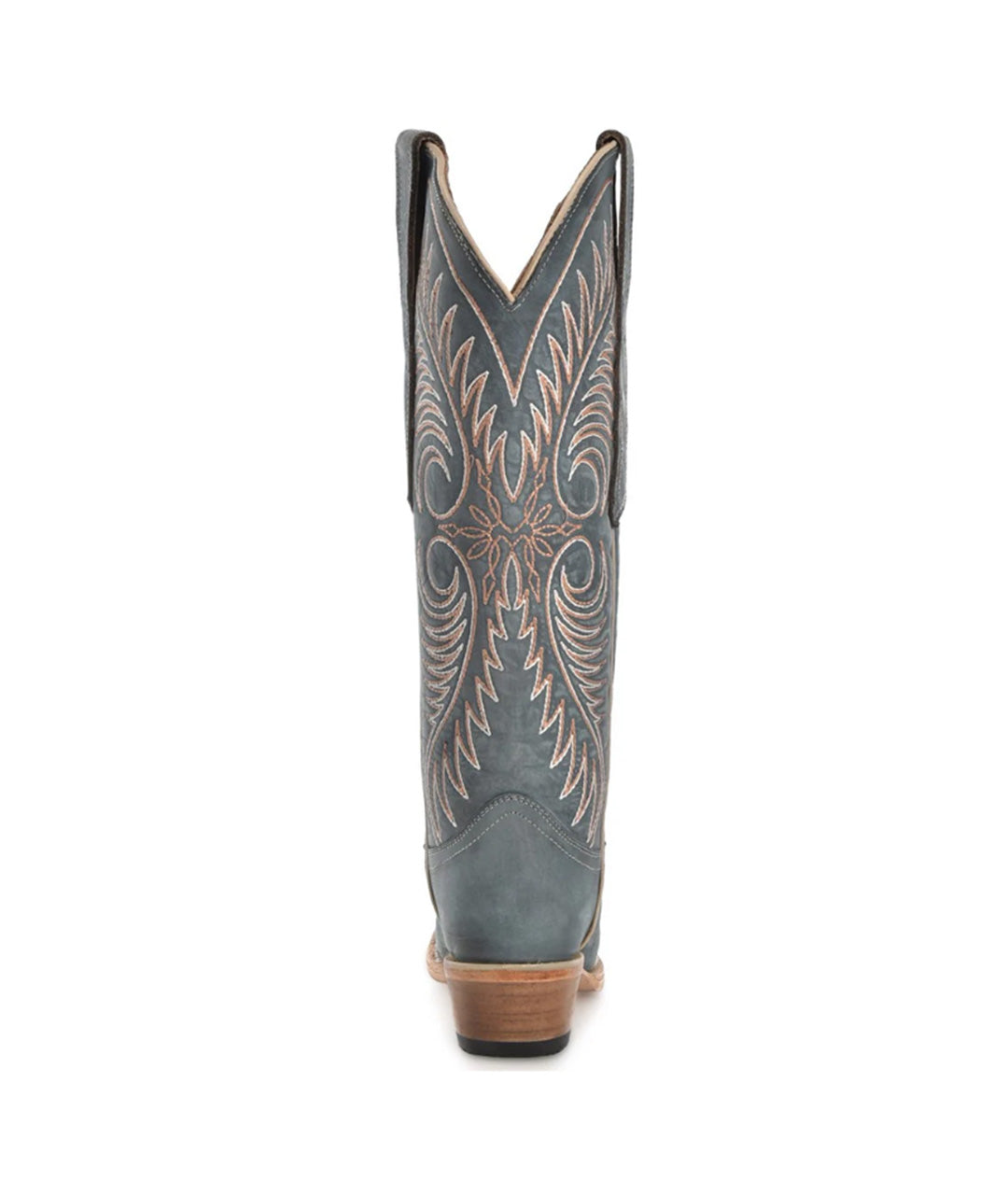 Circle G Feather Scroll Embroidery | Snip Toe | Blue Distressed