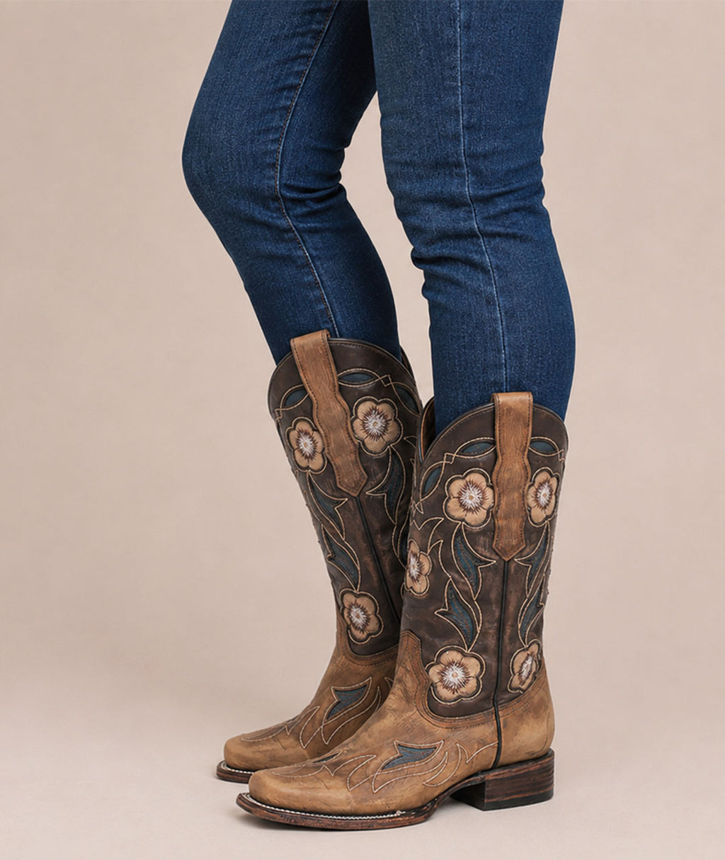 Circle G Desert Sky Floral Embroidery |Square Toe | Floral Sand