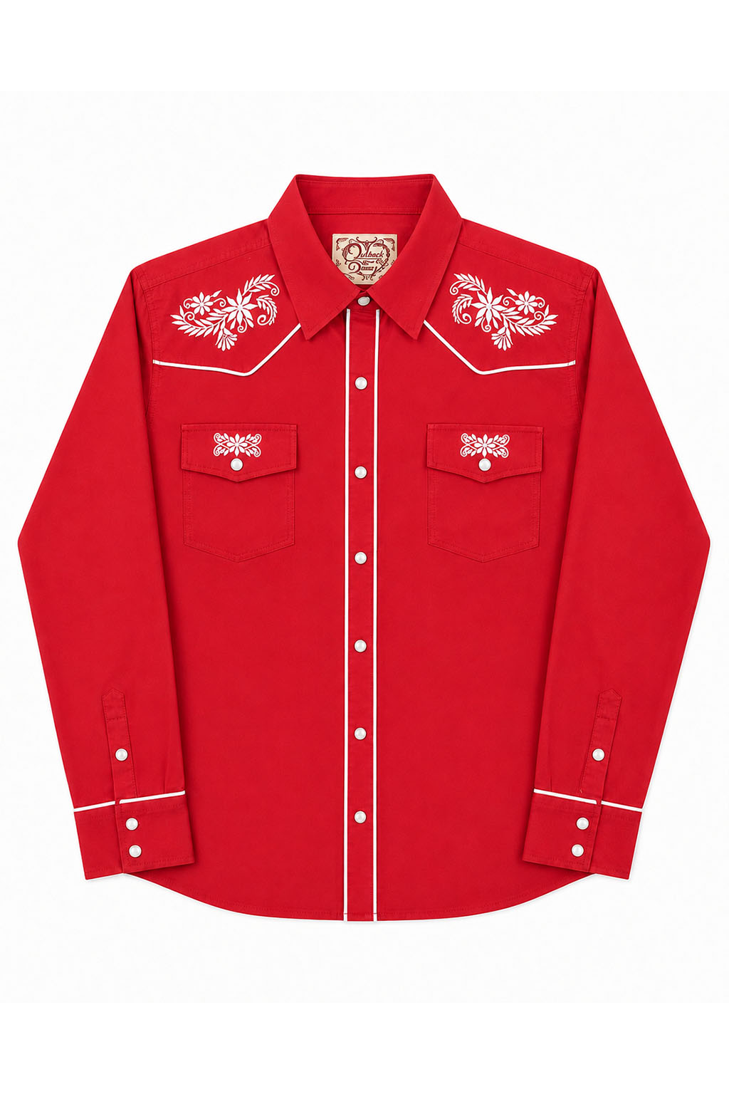 Prairie Embroidery Cowgirl Shirt | Cherry Red