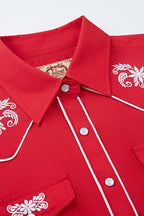 Prairie Embroidery Cowgirl Shirt | Cherry Red
