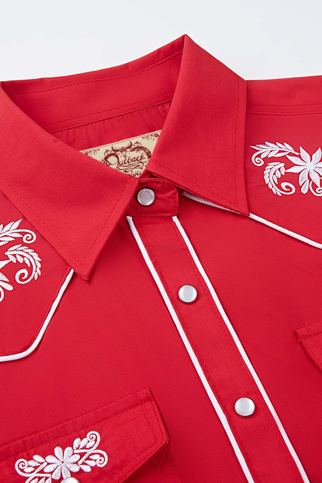 Prairie Embroidery Cowgirl Shirt | Cherry Red