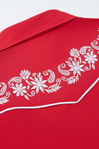 Prairie Embroidery Cowgirl Shirt | Cherry Red